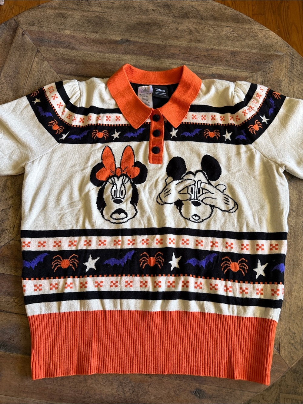 Her Universe XL Disney Cream & Orange Minnie and Mickey Halloween Sweater NWOT